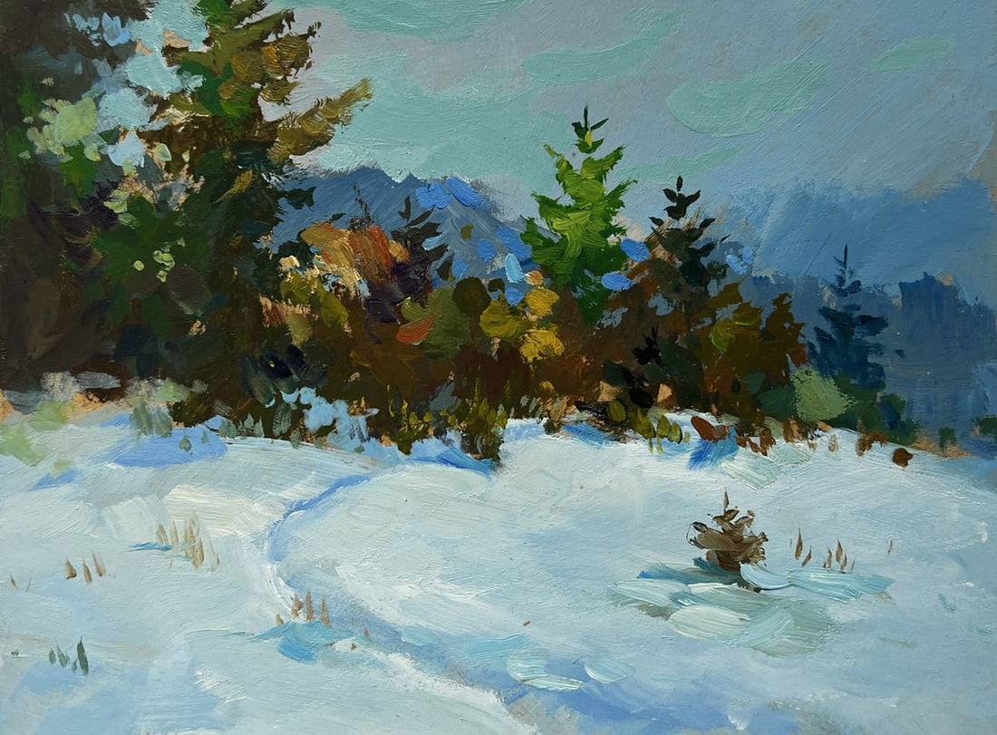 Oil painting In the snowy forest Yuriy Suprunchuk - 3