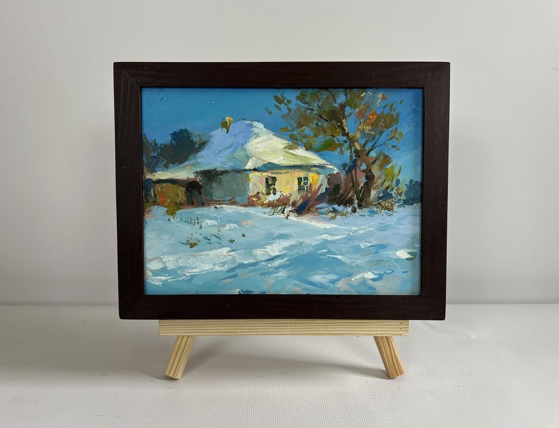 Oil painting Beautiful winter morning Yuriy Suprunchuk: Title: Oil painting Beautiful winter morning Yuriy Suprunchuk Description: NoAAA4318The painting "Beautiful Winter Morning" captures the serene and picturesque essence of a snow-covered countryside, b