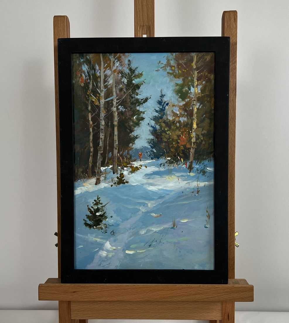 Oil painting Rest in the winter forest Yuriy Suprunchuk (1 of 9)