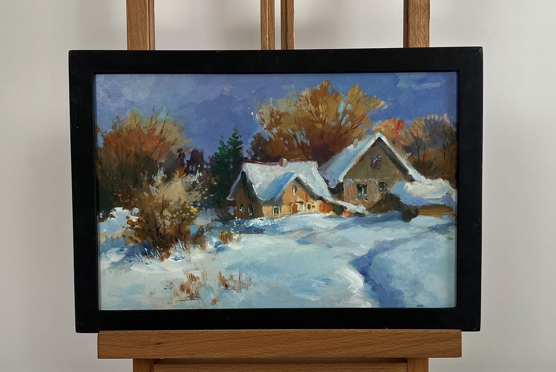 Oil painting Houses under a blanket of snow Yuriy Suprunchuk (1 of 10)