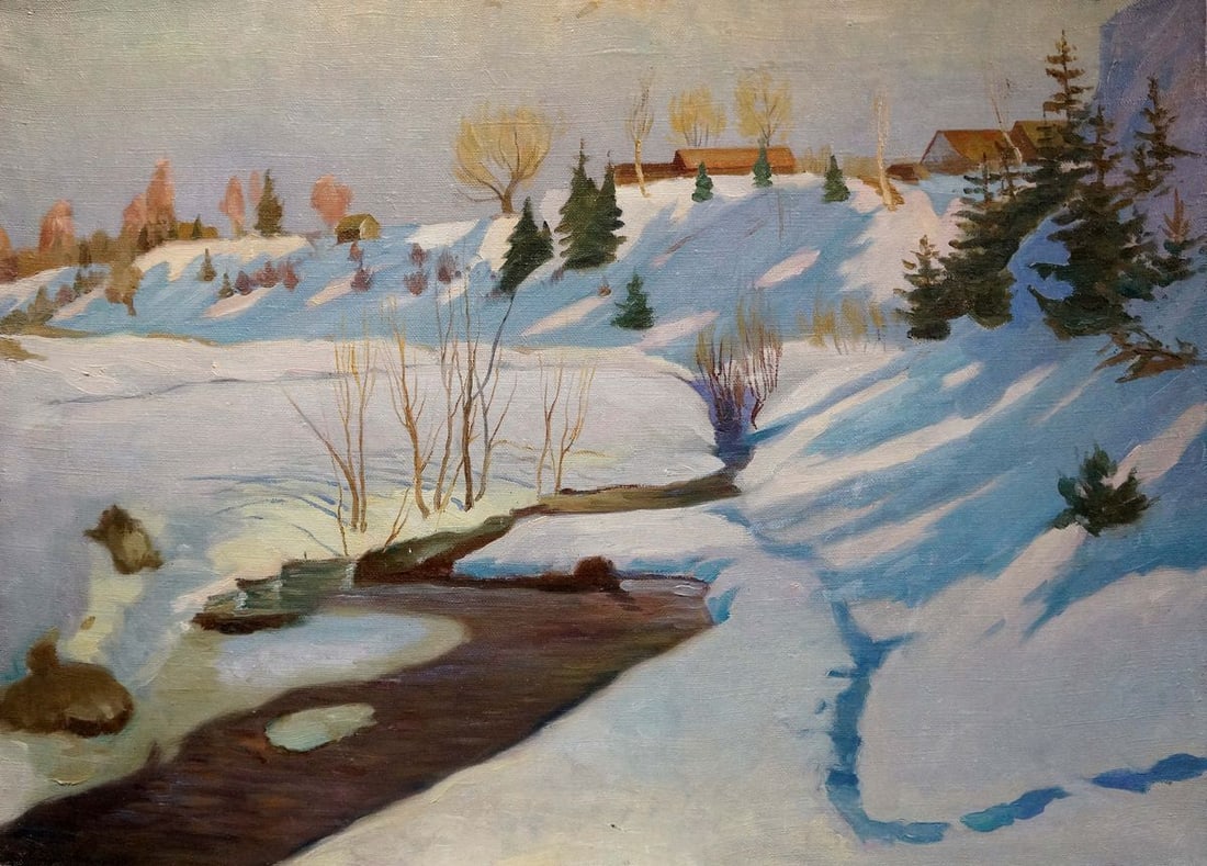 Oil painting Winter landscape (1 of 8)