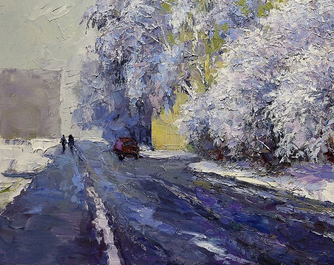Oil painting Winter street Boris Serdyuk - 6