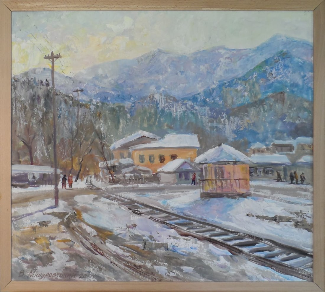 Acrylic painting Winter in village Mishurovsky V. V. (1 of 9)