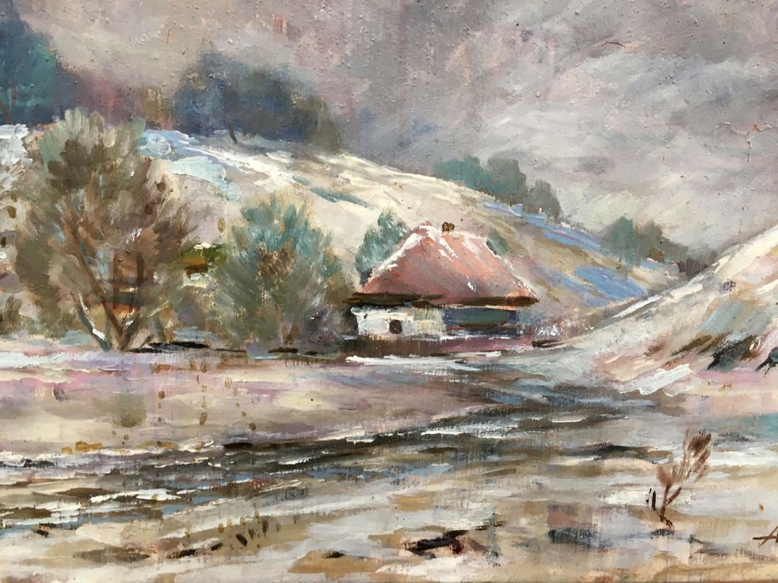 Winter landscape oil painting - 4