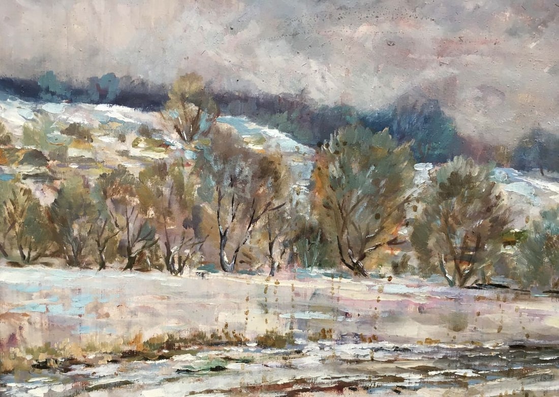 Winter landscape oil painting - 6