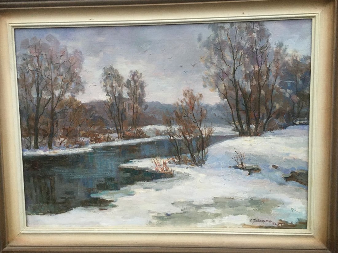 Oil painting Early spring Pivtorak Sergey: Title: Oil painting Early spring Pivtorak Sergey Description: No698 *** ABOUT THIS PAINTING *** * TITLE: "Early spring" * ARTISTS: Pivtorak Sergey * SIZE: 50x70 cm/'19.68x27.55 inches' * MEDIUM: oil, 