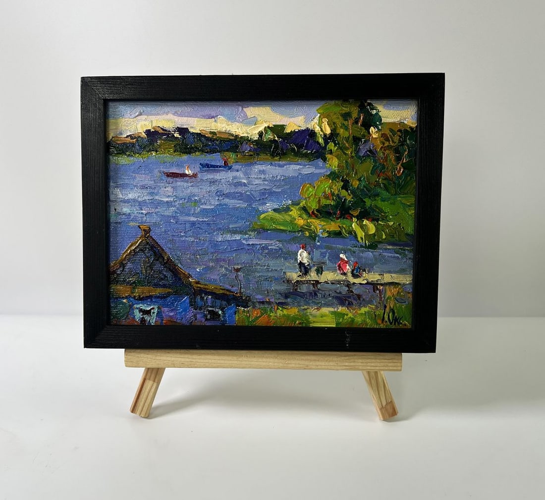 Oil painting Relaxing by the evening river Oksana Ivanyuk (1 of 8)