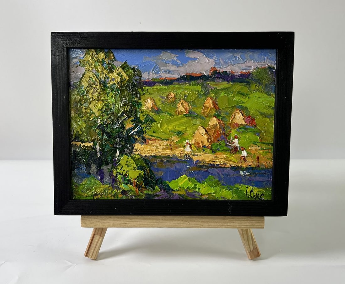 Oil painting Haystacks by the river Oksana Ivanyuk (1 of 8)