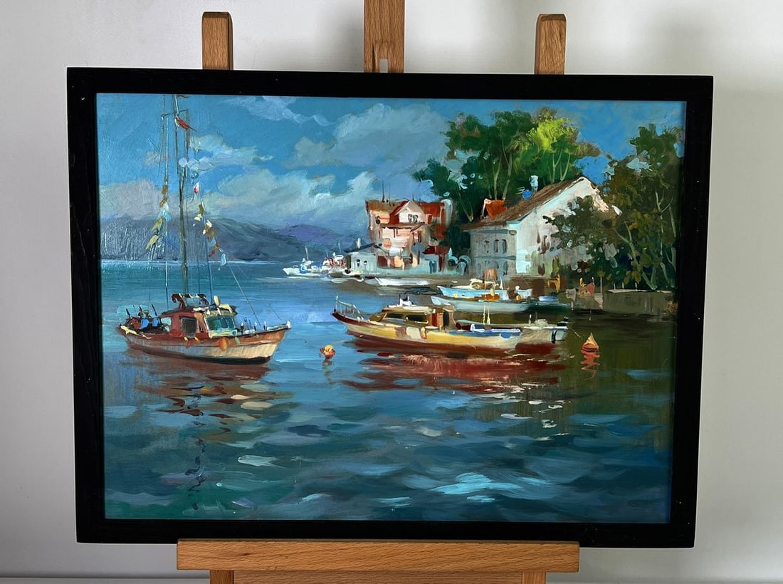 Oil painting River ships near the shore Yuriy Suprunchuk: Title: Oil painting River ships near the shore Yuriy Suprunchuk Description: NoAAA5982 *** ABOUT THIS PAINTING *** * TITLE: "River ships near the shore" * ARTISTS: Yuriy Suprunchuk * SIZE: 30x40 cm/11