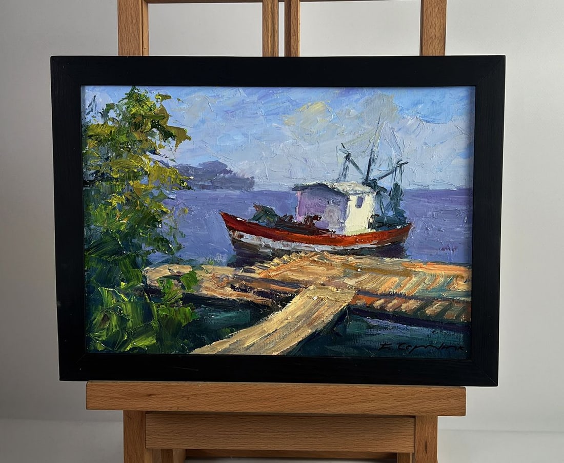 Oil painting Departure by river ferry Boris Serdyuk (1 of 11)