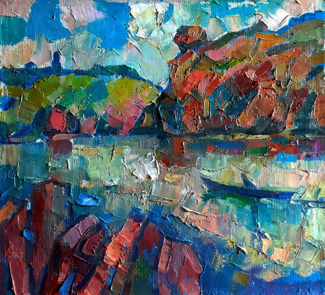 Oil painting Rocky river bank Pavel Dobrev (1 of 7)