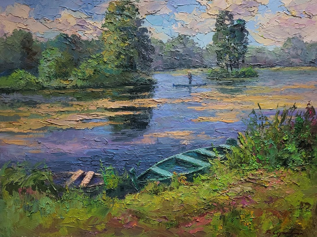 Oil painting Boat on the pond Boris Serdyuk (1 of 7)