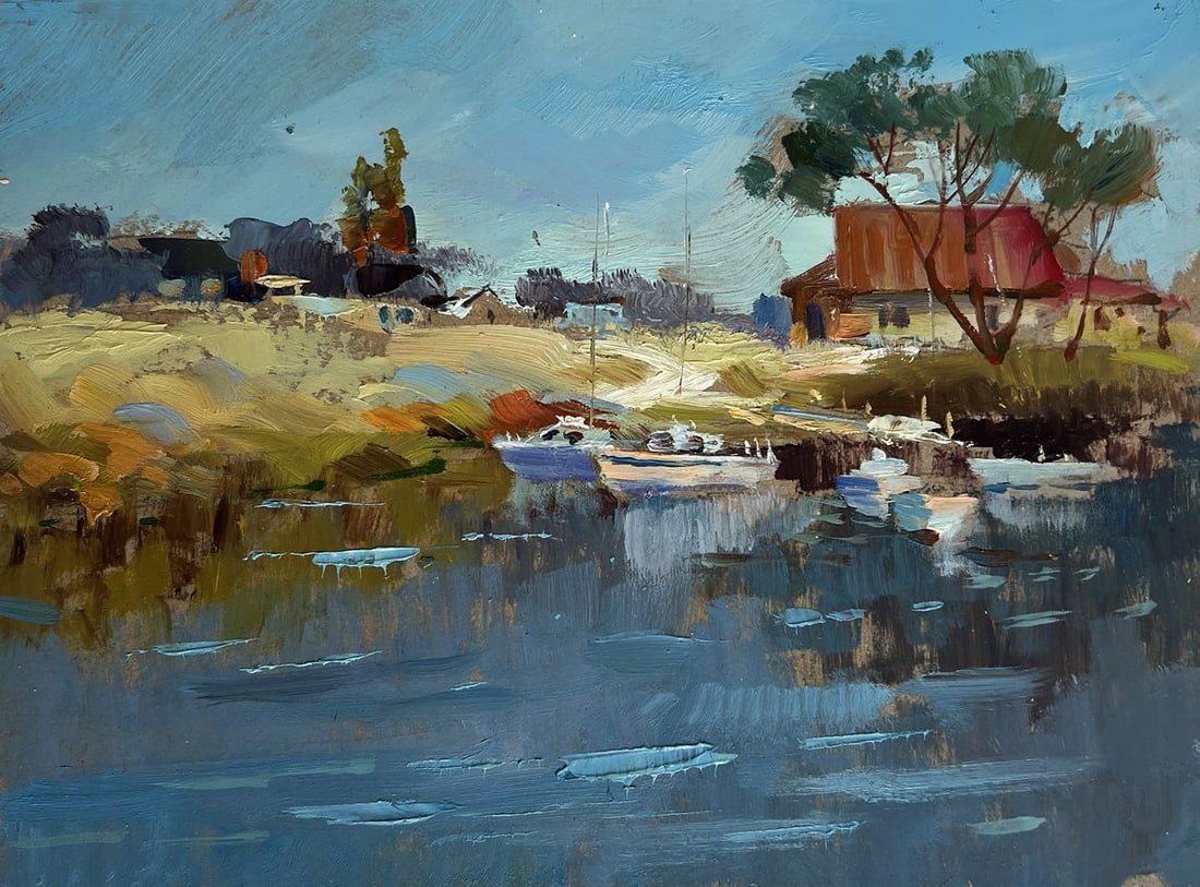 Oil painting Sailboats on the shore Yuriy Suprunchuk - 3