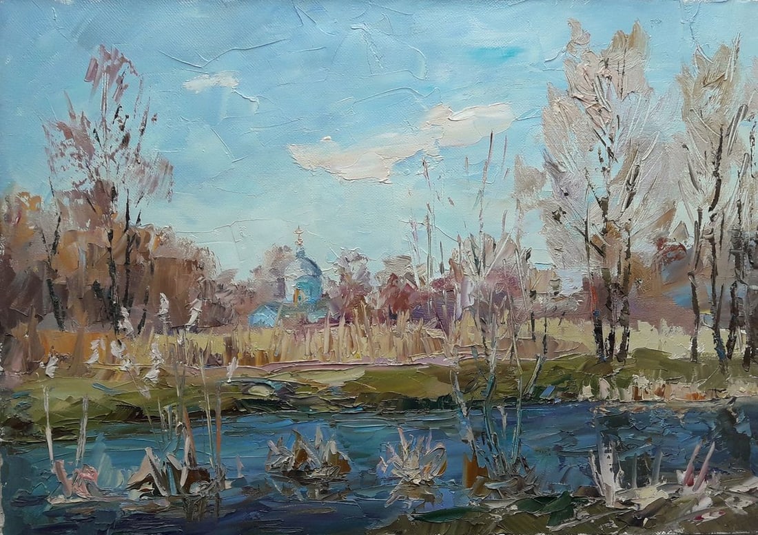Oil painting River Yezuch Serdyuk Boris Petrovich: Title: Oil painting River Yezuch Serdyuk Boris Petrovich Description: NoSERB 132 * TITLE: "River Yezuch" * ARTISTS: Serdyuk Boris Petrovich * SIZE: 60x42 cm/'23.62x16.53 inches' * MEDIUM: oil, canvas