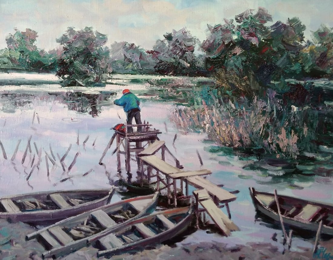Oil painting Fisherman Alexander Nikolaevich Cherednichenko (1 of 6)