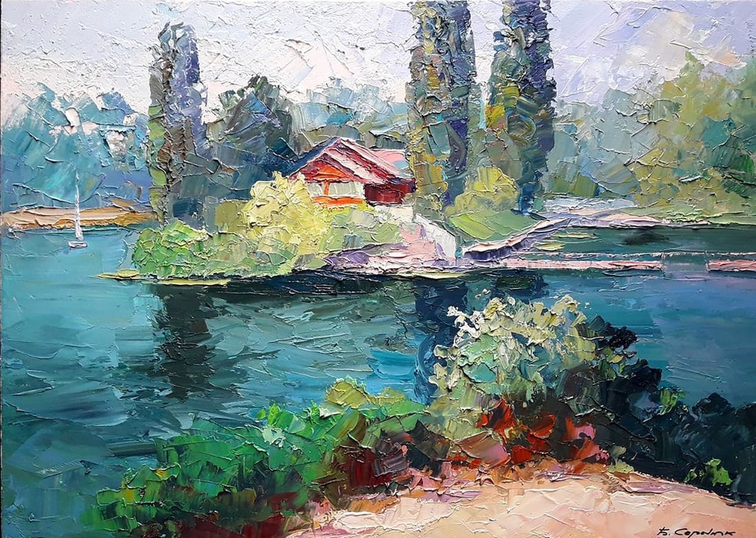 Oil painting The house by the river Serdyuk Boris Petrovich (1 of 5)
