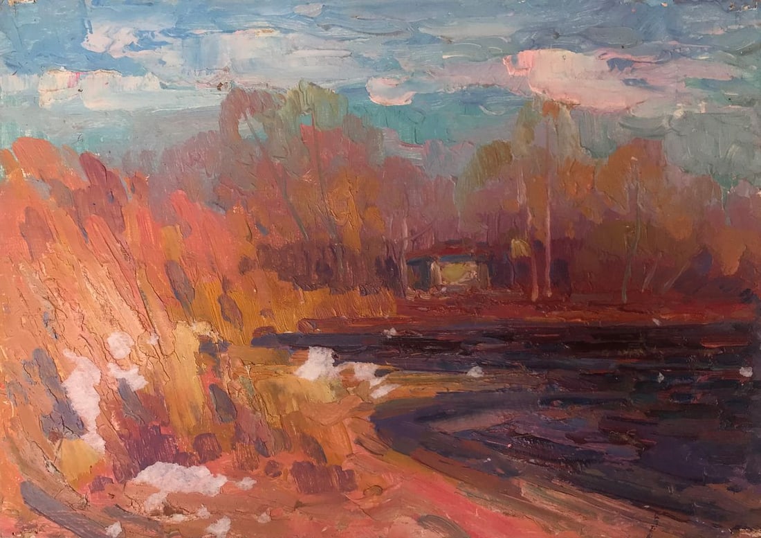 Oil painting Evening landscape Peter Tovpev (1 of 11)