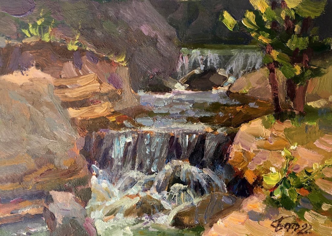 Oil painting Mountain waterfall Batrakov Vladimir Grigorievich (1 of 13)