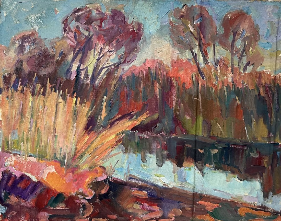 Oil painting autumn reflection Peter Tovpev (1 of 11)