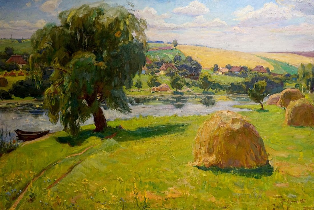 Oil painting Haystacks Basanets Yuri Petrovich (1 of 10)