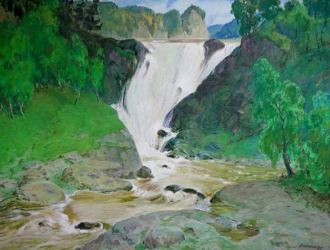 Oil painting Waterfall landscape Likholet Alexei Kirillovich (1 of 8)