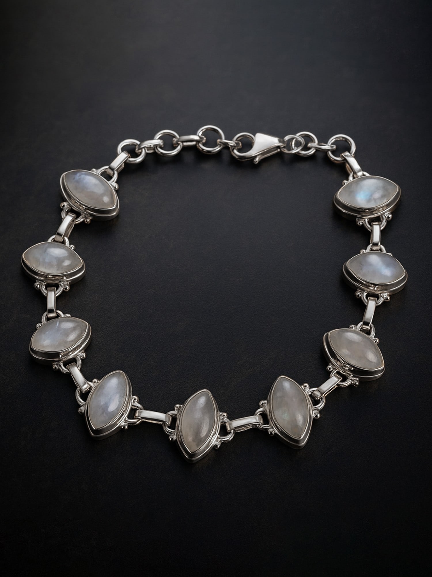 Sterling Marquise Bracelet with Rainbow Moonstones (1 of 2)