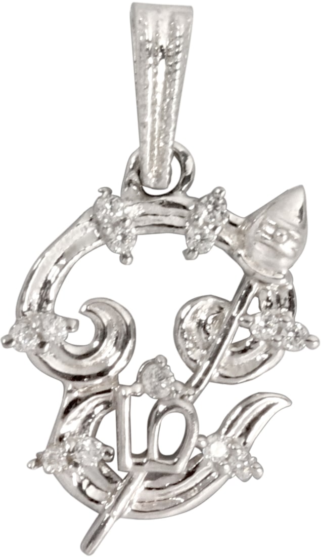 Tamil OM (AUM) Pendant Embelished with Zircon: Title:Tamil OM (AUM) Pendant Embelished with ZirconDescription:Tamil OM (AUM) Pendant Embelished with ZirconReference:itemcode : GN40 Reserve: $32.00 Shipping:Domestic: Shipping rates are