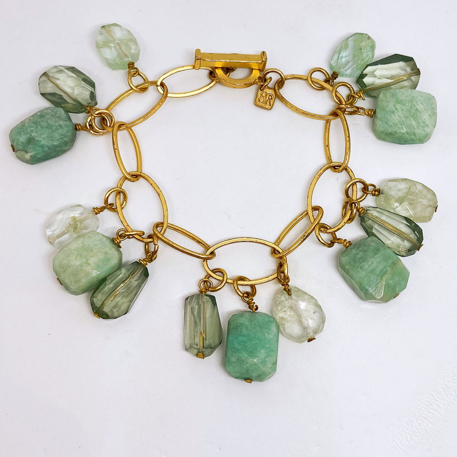 Vintage Banana Republic Green Aventurine, Crystal and Green Phantom Quartz Energy Gemstone Bracelet (1 of 4)