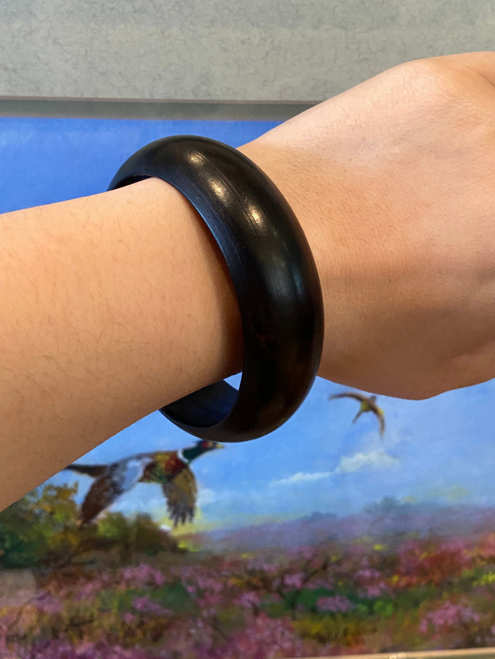 Natural Indian Cowhair Grain small leaf rosewood Bracelet 61mm inner - 5