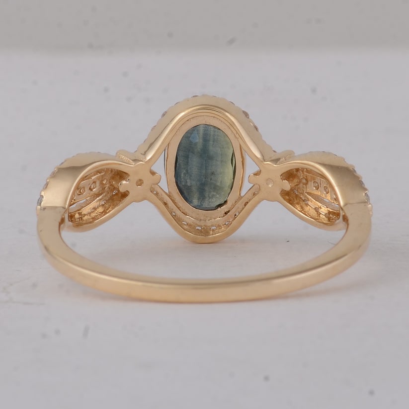 1.21 Ct Oval Blue Sapphire 9K Gold Ring - 3