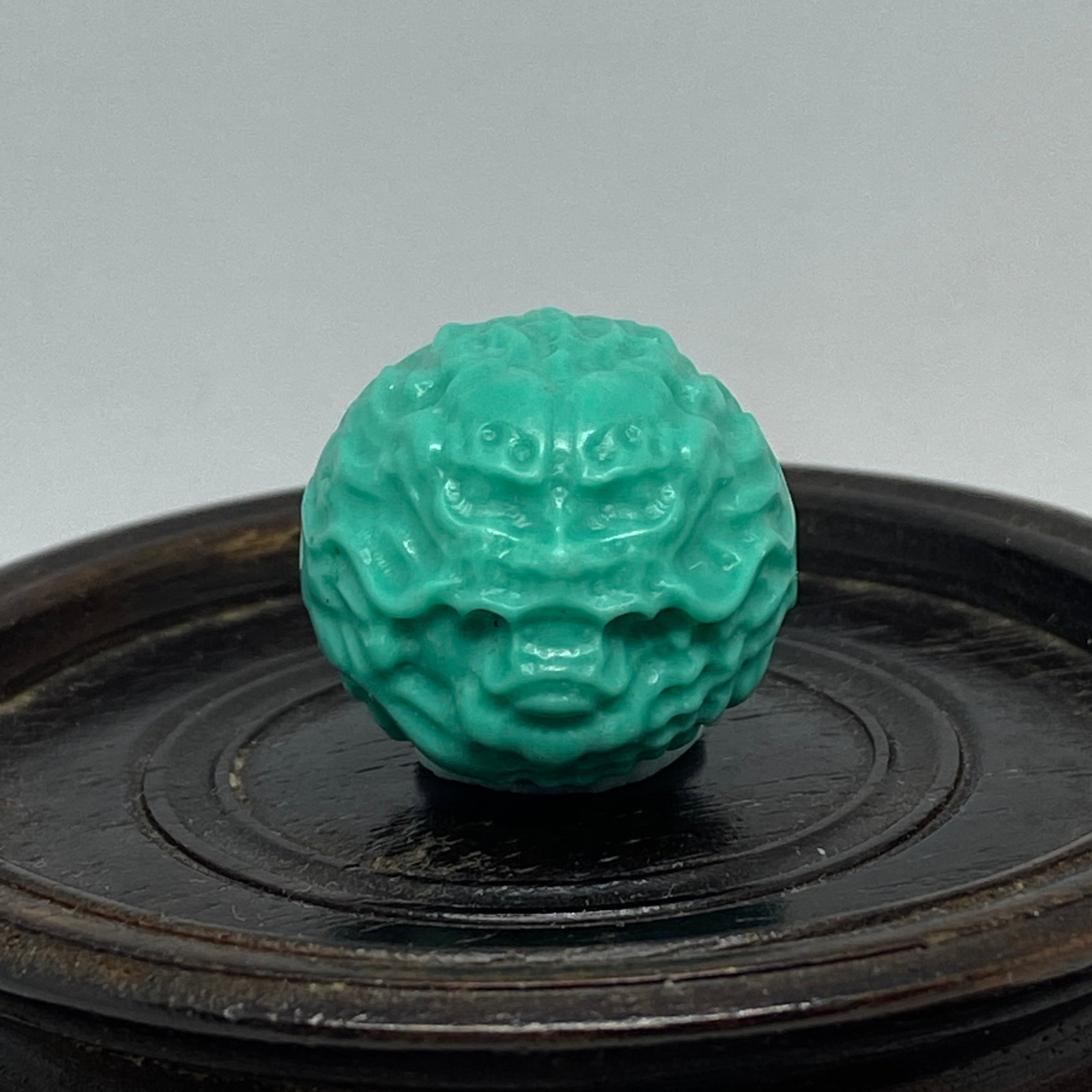 High purity Greenish blue Turquoise Stone Hand Carved Dragon Bead (1 of 5)
