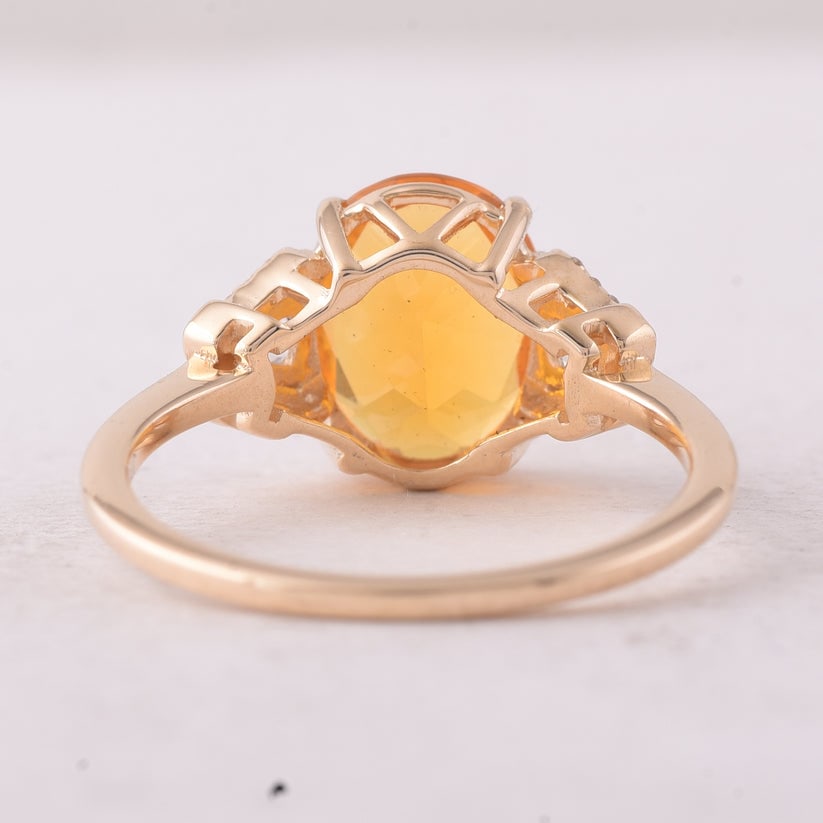 2.09 Ct Oval Fire Opal 9K Gold Ring - 3