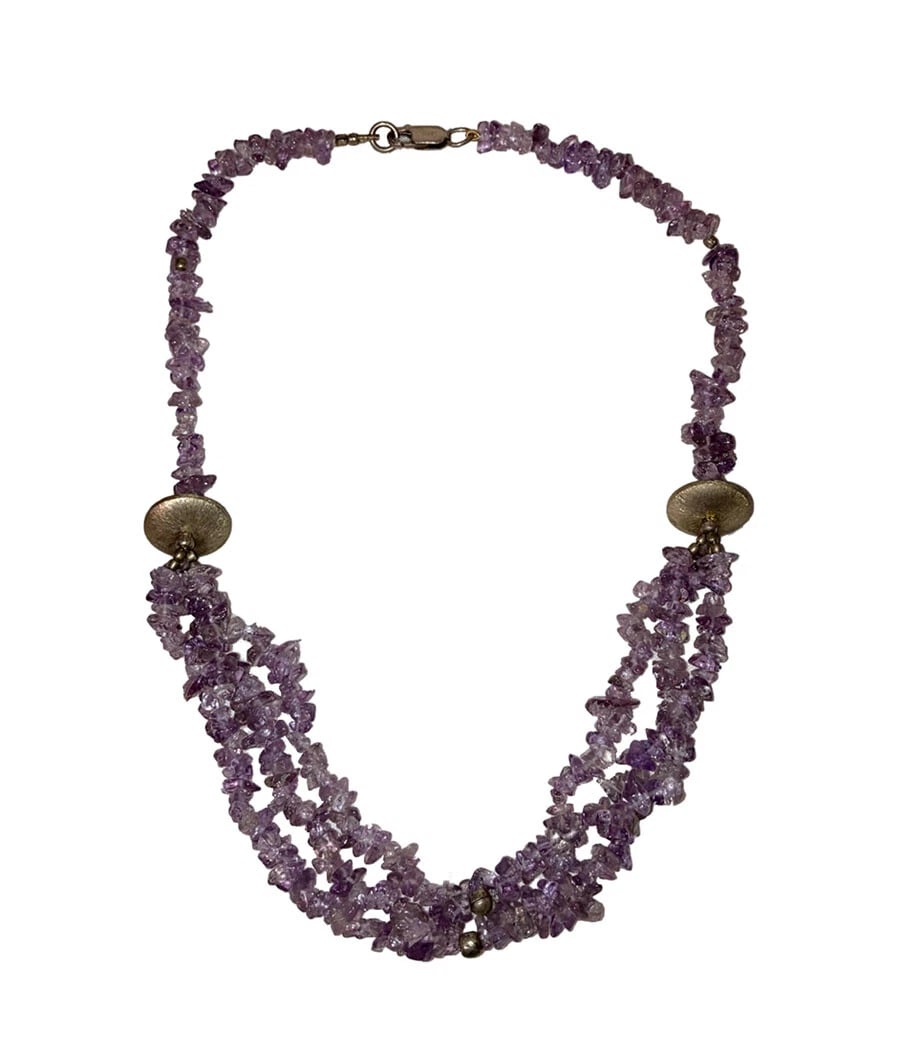 Sterling Silver Amethyst Chip Bead Necklace - 3