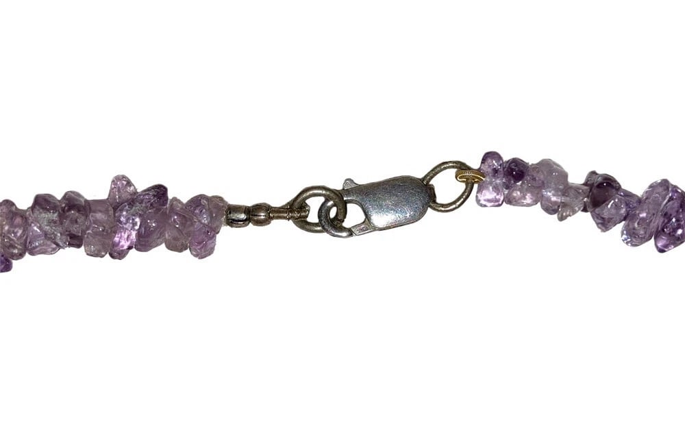 Sterling Silver Amethyst Chip Bead Necklace - 6