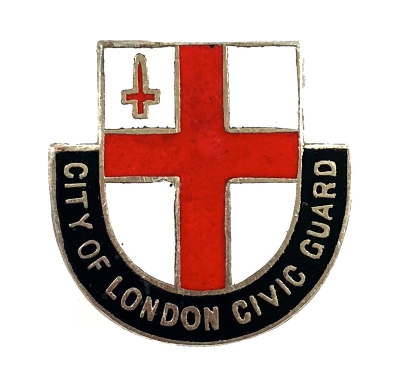 City of London Civic Guard badge: Title: City of London Civic Guard badgeDescription:City of London Civic Guard invasion defence home front badge A scarce original circa 1942 wartime period 'City of London Civic Guard badge'; silver