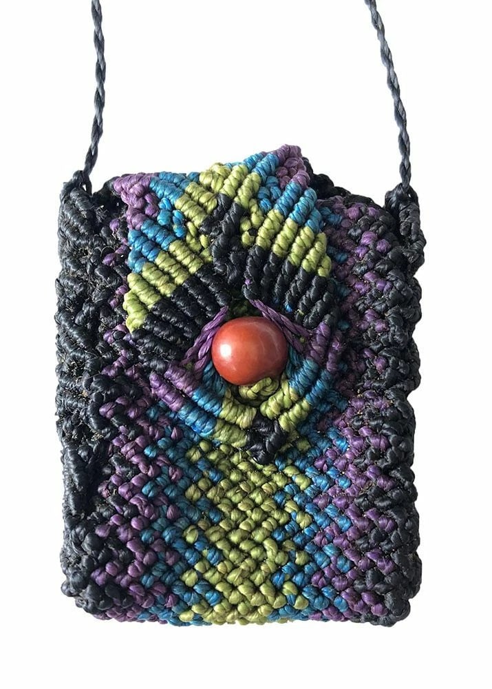 New Black Artisan Waxed Nylon Hand Made Purse Necklace (1 of 4)