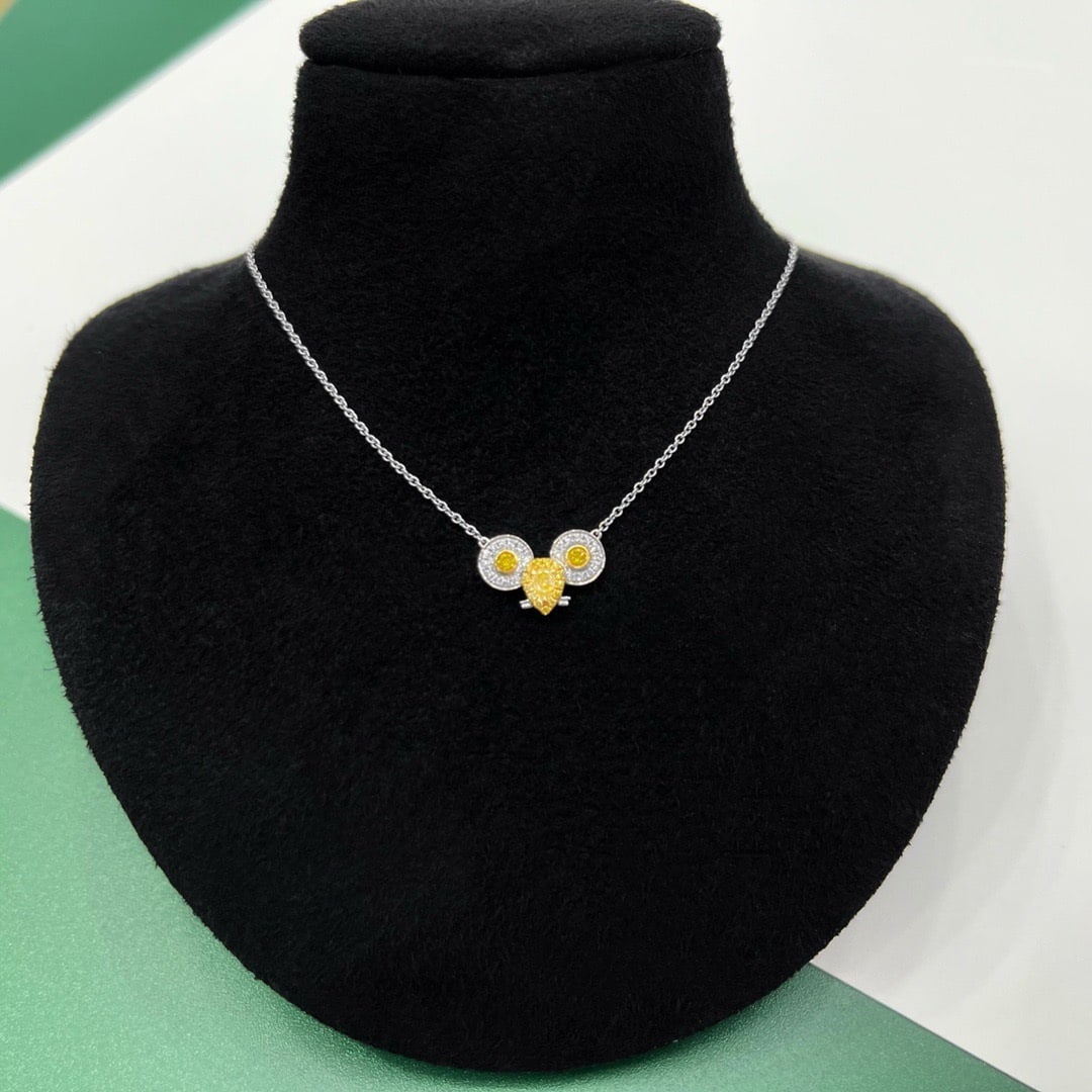 14K GOLD 0.25 CTW NATURAL YELLOW DIAMOND & DIAMOND NECKLACE (1 of 5)