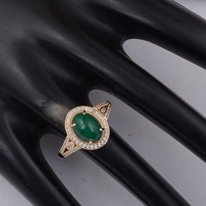 2.31 Ct Oval Emerald 9K Gold Ring - 2
