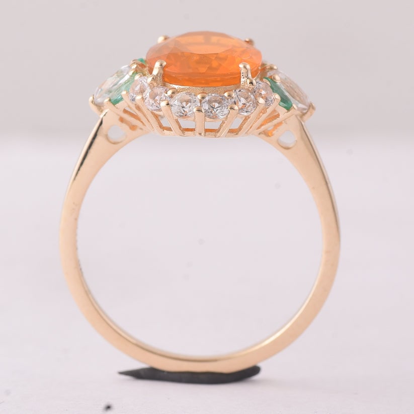 2.50 Ct Oval Fire Opal 9K Gold Ring - 4