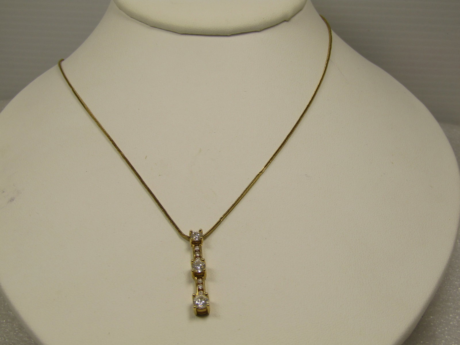 Vintage 14kt Diamond Past Present Future Necklace, 18", 1980's-1990's (1 of 8)