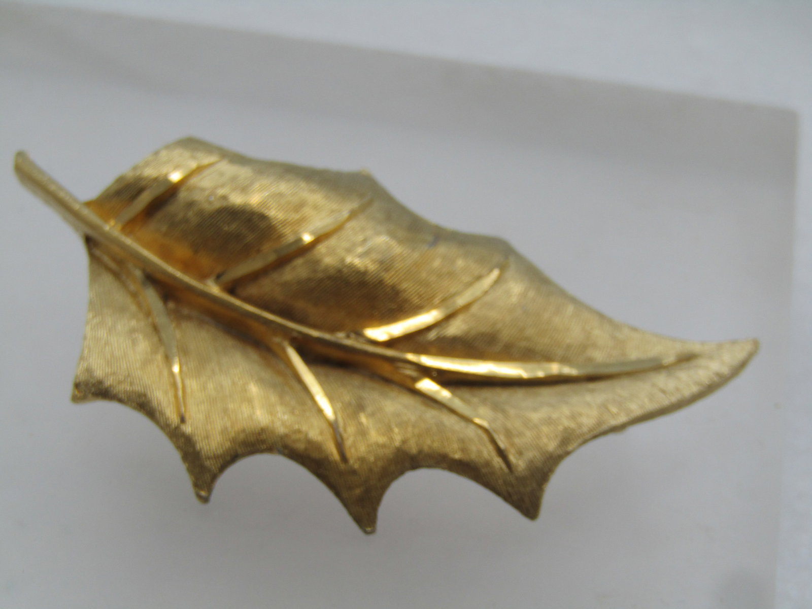 Vintage Gold Tone Holly Leaf Brooch, Signed BSK, 1960's - 2