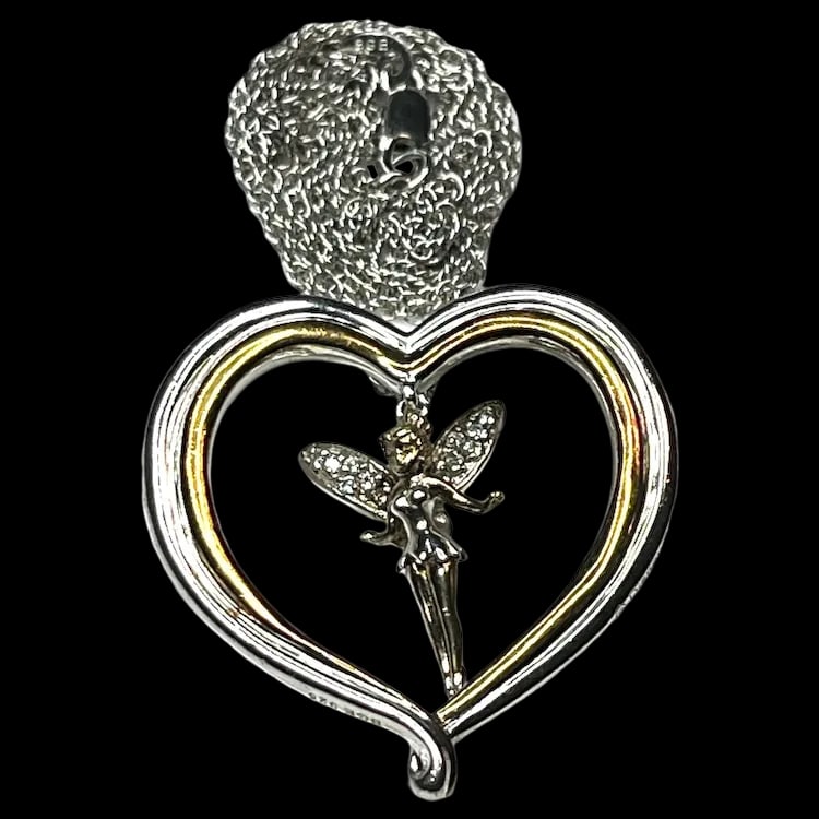 Vintage Sterling Silver Two-Tone Tinker Bell Heart Necklace (1 of 8)