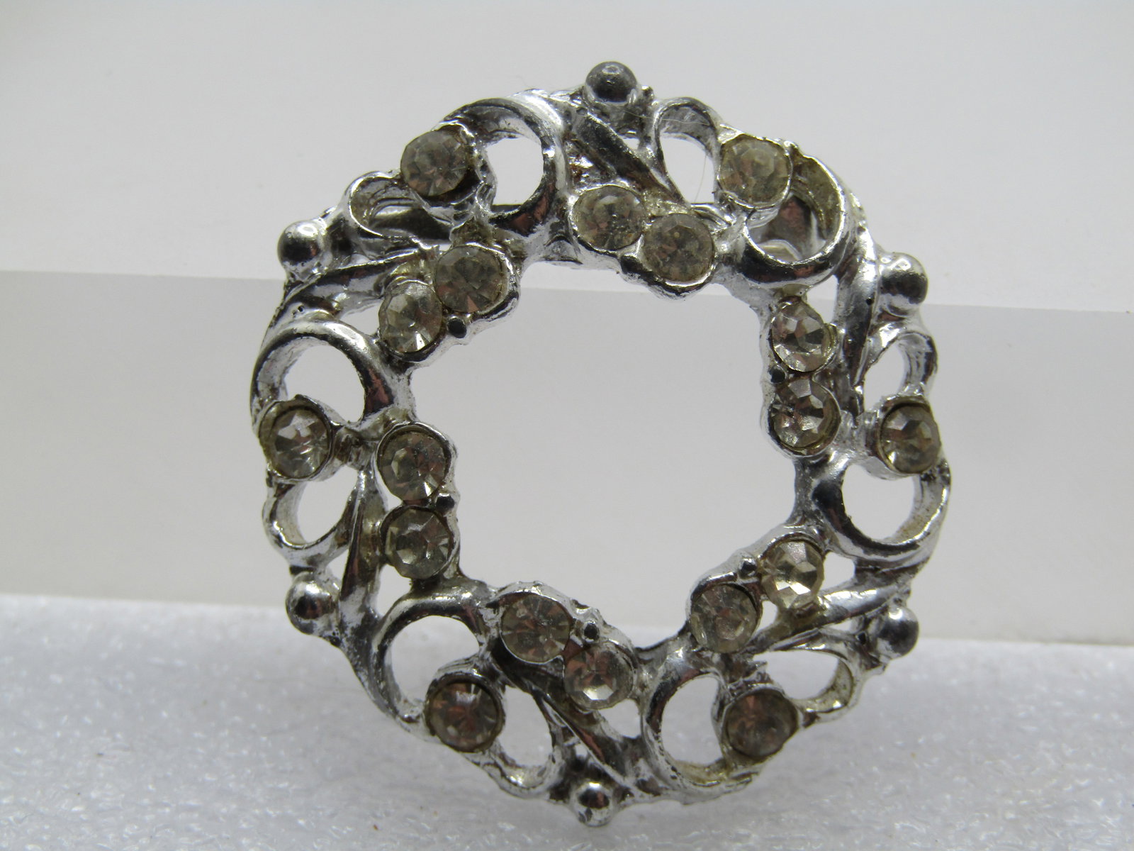 Vintage Scrolled Rhinestone Circle Brooch, 1.5", 1950's-1960's (1 of 5)