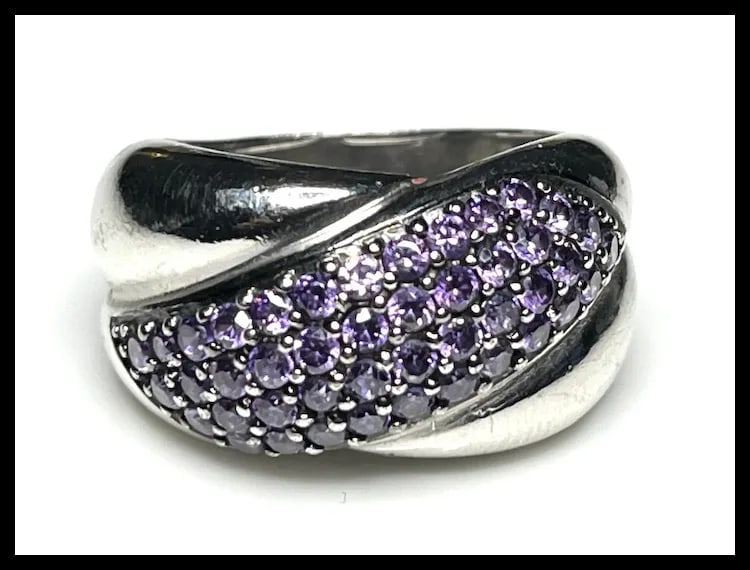 Estate Purple Pave Costume Statement Ring - 2