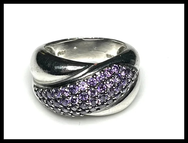 Estate Purple Pave Costume Statement Ring - 3