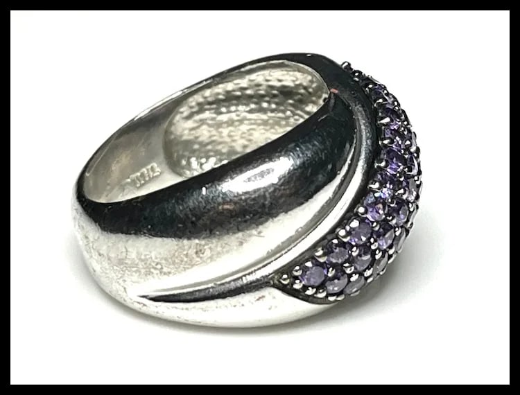 Estate Purple Pave Costume Statement Ring - 4