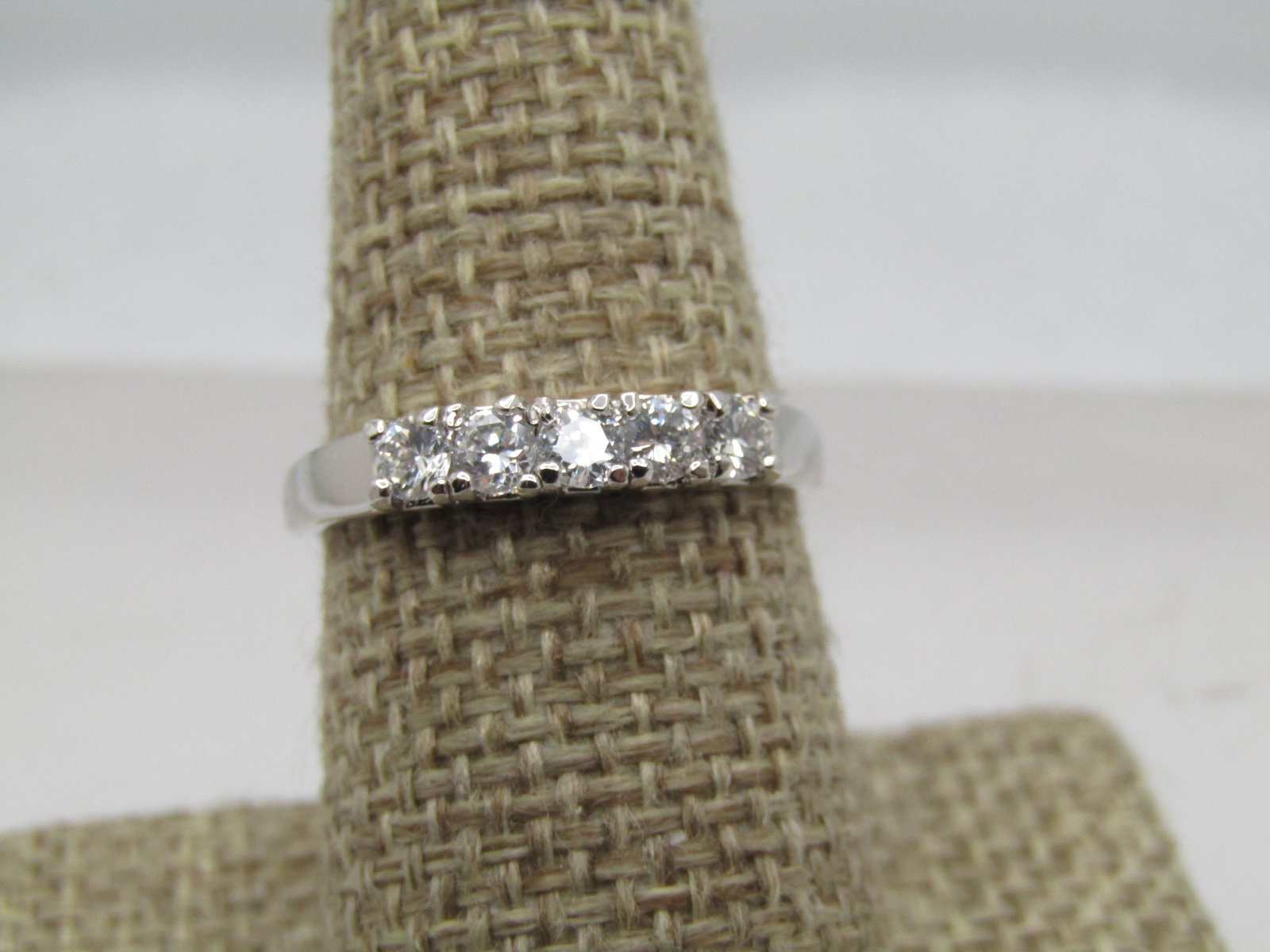 Vintage Clear CZ/Rhinestone Ring, Anniversary Band, Sz. 8.24, Marked .925 1990's,Signed (1 of 6)