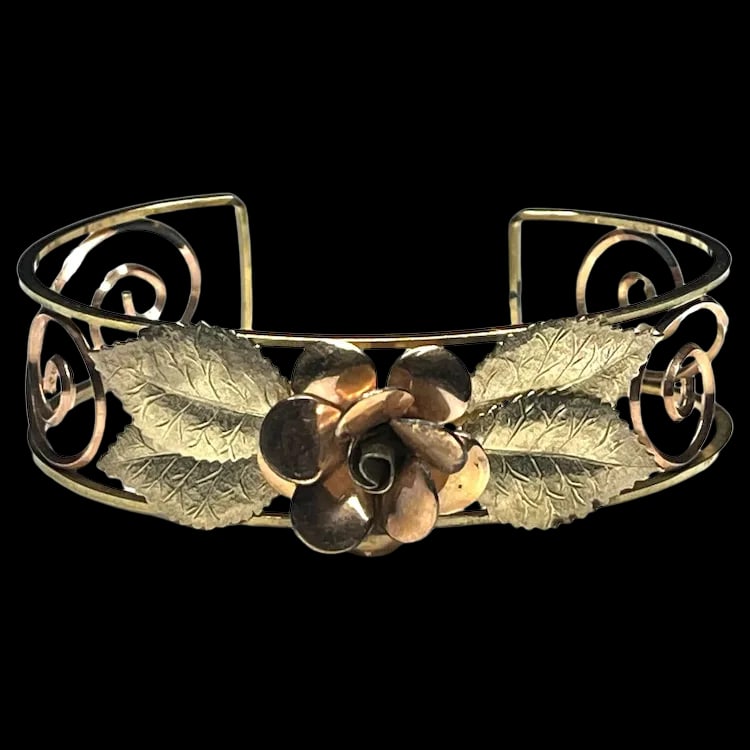 Vintage KREMENTZ Rose Leaf Cuff Bracelet (1 of 6)