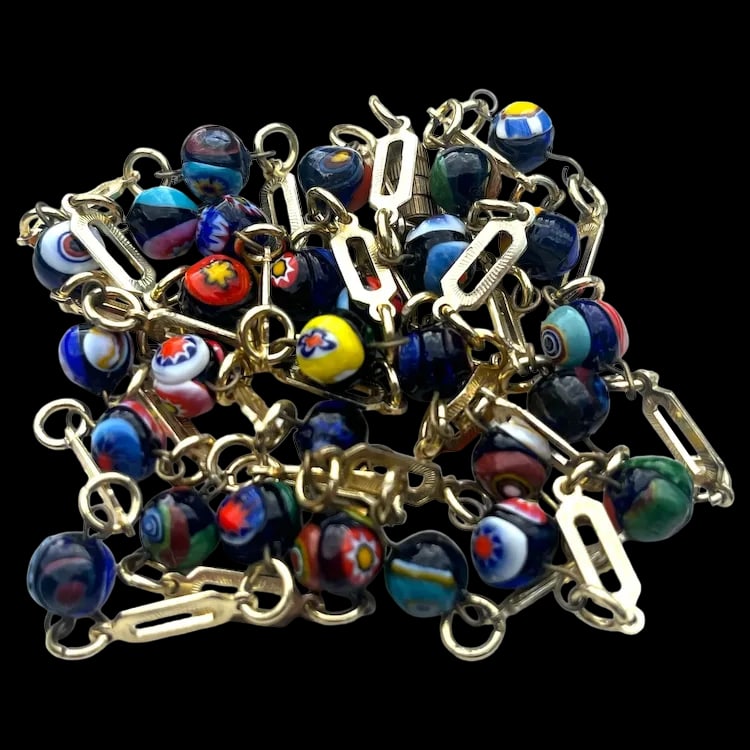 Vintage Italian Porcelian Bead Venetian Murano Necklace (1 of 5)