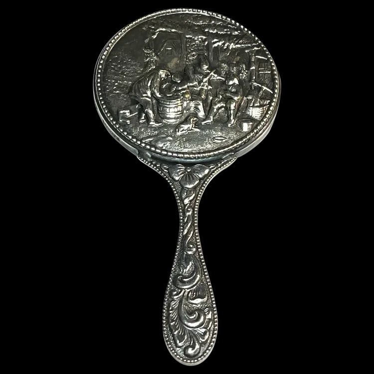 Vintage Denmark Hans Jensen Handheld Handbag Mirror (1 of 11)